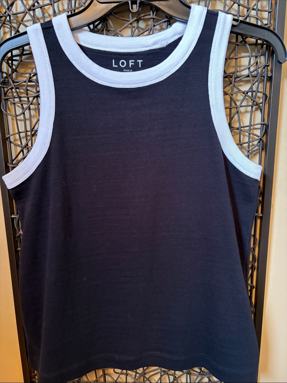 LOFT Black Tank with White Trim